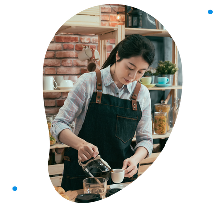 Barista pouring coffee Training