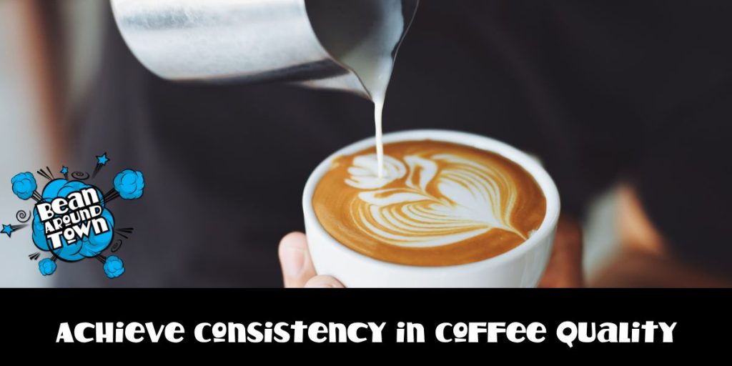 Coffee shop scene highlighting baristas training to ensure consistent coffee quality for customer satisfaction and trust.