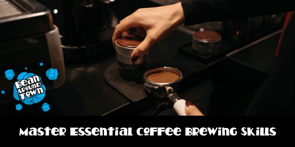 Image of a barista training session, focusing on coffee brewing skills, including grinding beans and using espresso machines.