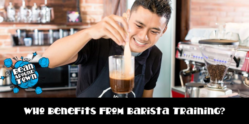 A man pours coffee into a cup, highlighting the benefits of barista training for various coffee professionals.
