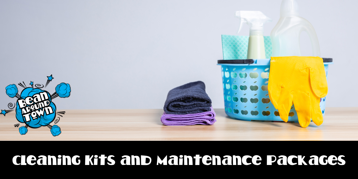 Cleaning and maintenance packages for cafes, including kits with tools and supplies for efficient cleaning and upkeep.
