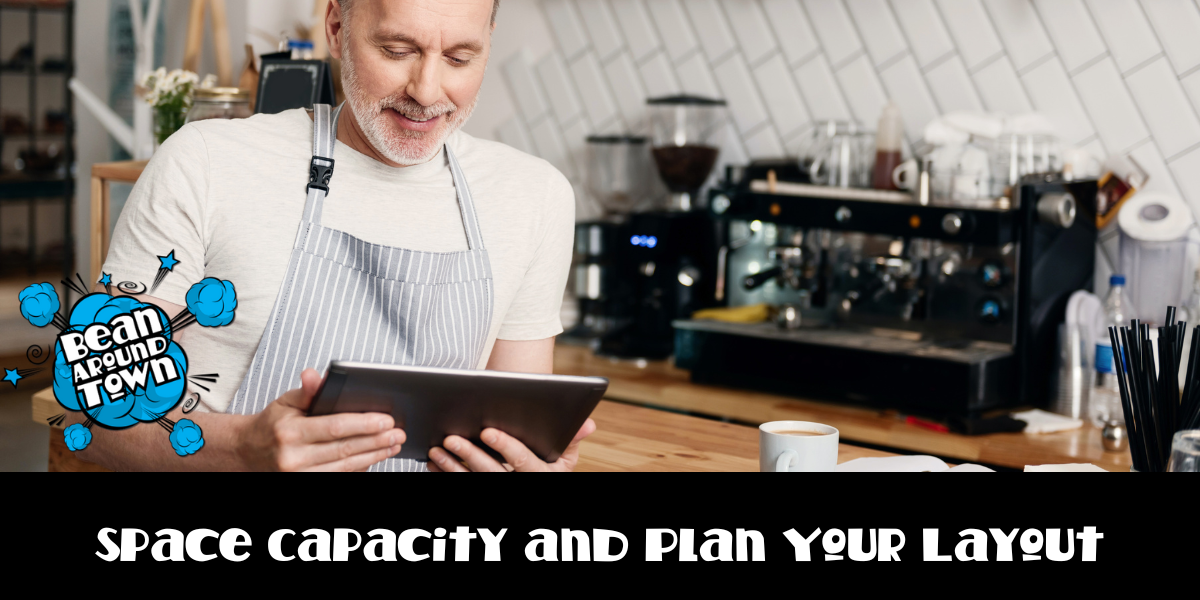 Image illustrating space and capacity planning for coffee shop layouts, highlighting efficient workflow and equipment placement.
